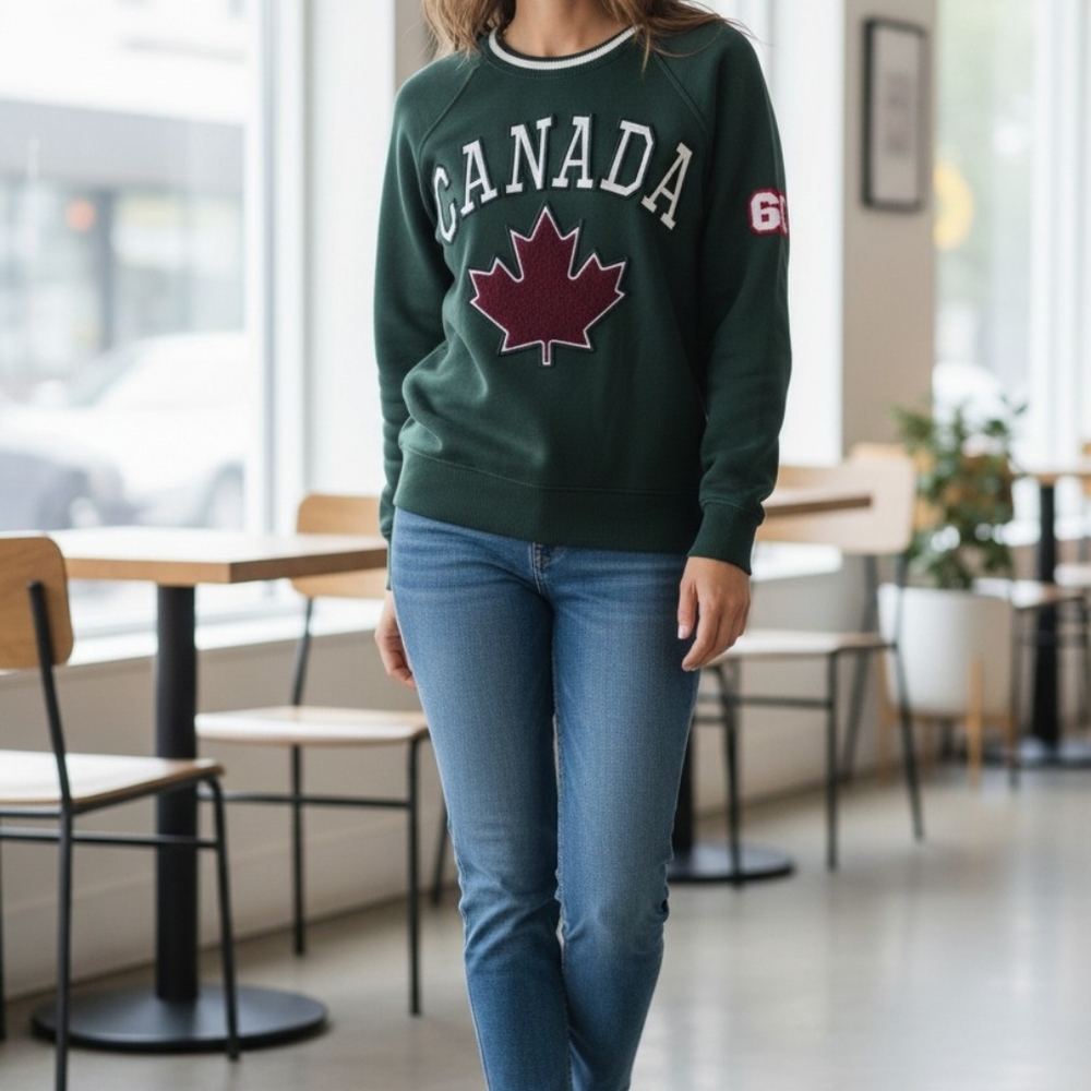 Hudson Bay Company - Canada Maple Leaf Crewneck Sweater - Dark Green